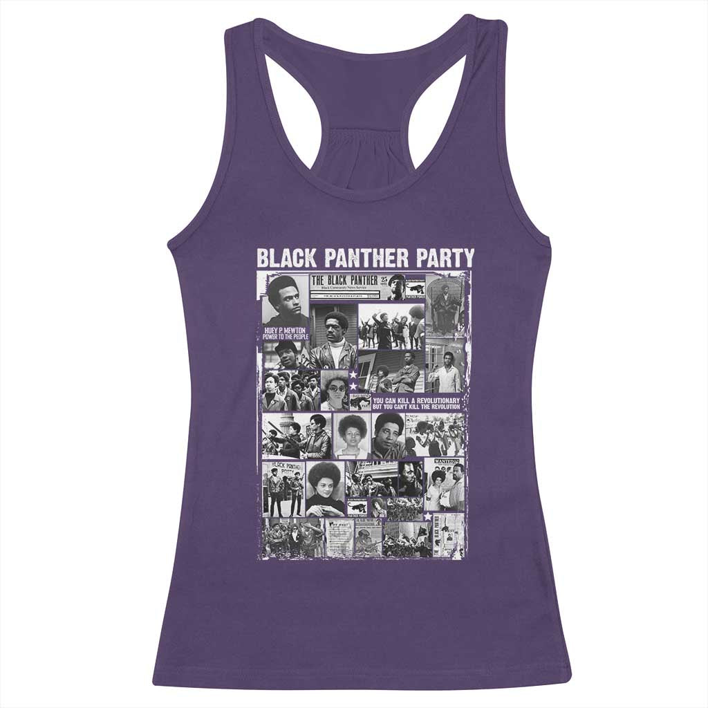 Black Panther Party Collage Racerback Tank Top Revolutionary Tribute to Huey P. Newton Movement Legacy - Wonder Print Shop