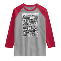 Black Panther Party Collage Raglan Shirt Revolutionary Tribute to Huey P. Newton Movement Legacy - Wonder Print Shop