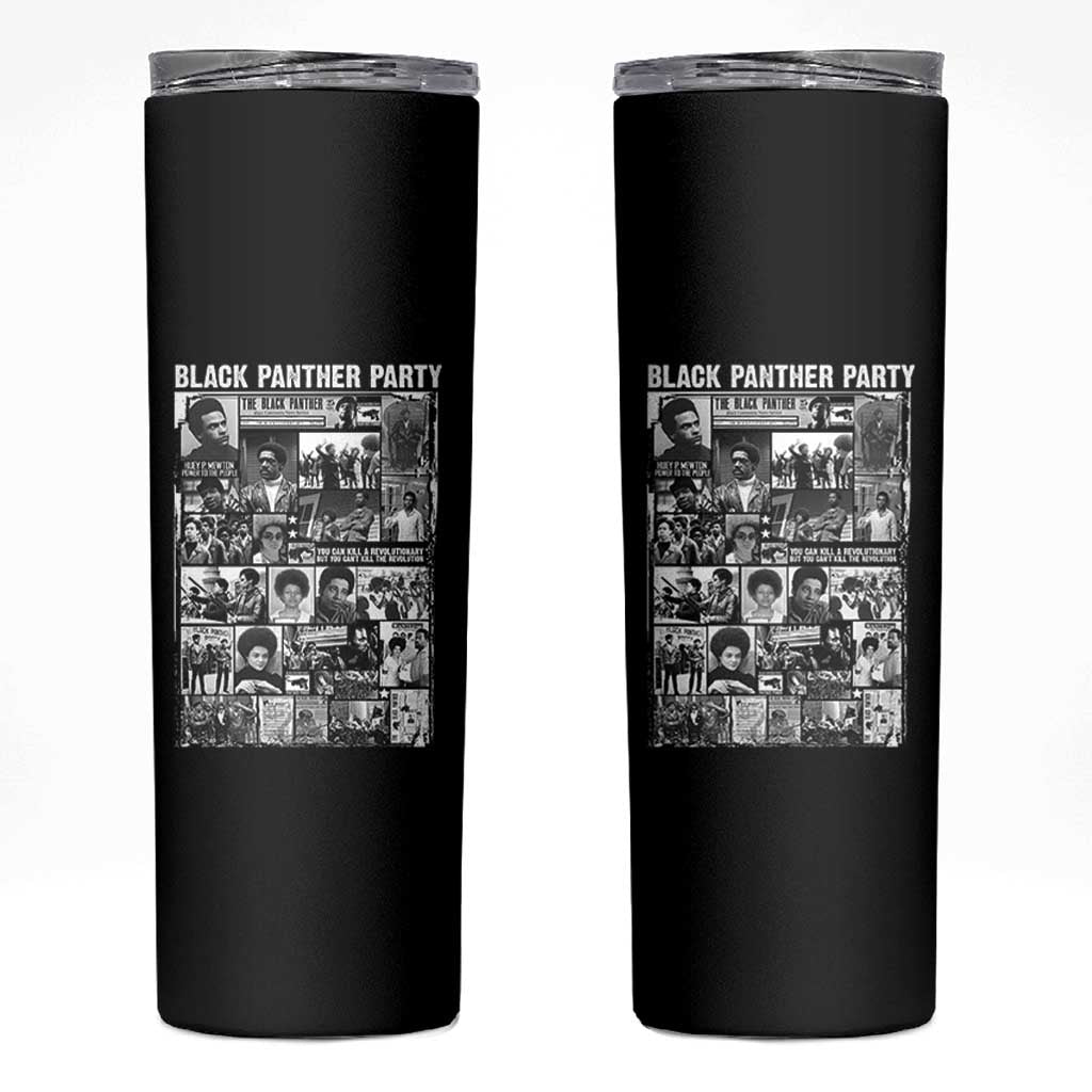 Black Panther Party Collage Skinny Tumbler Revolutionary Tribute to Huey P. Newton Movement Legacy - Wonder Print Shop