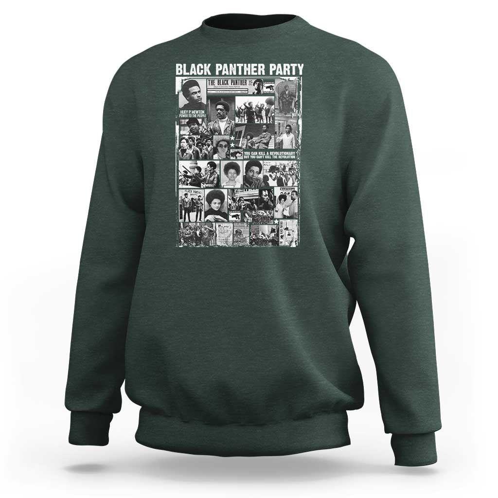 Black Panther Party Collage Sweatshirt Revolutionary Tribute to Huey P. Newton Movement Legacy - Wonder Print Shop