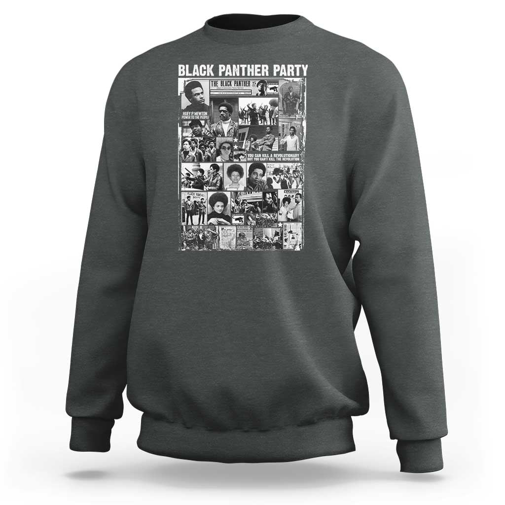 Black Panther Party Collage Sweatshirt Revolutionary Tribute to Huey P. Newton Movement Legacy - Wonder Print Shop