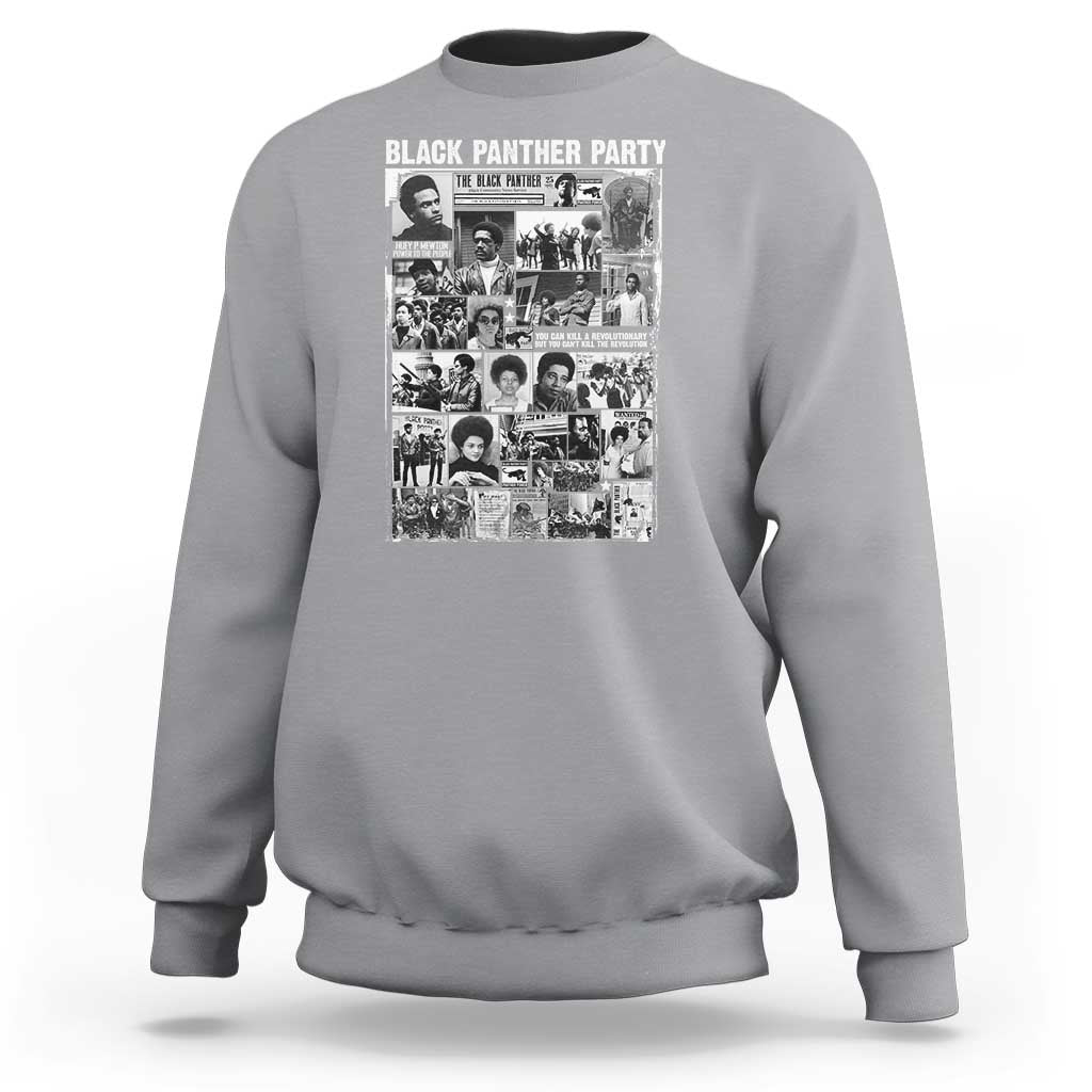 Black Panther Party Collage Sweatshirt Revolutionary Tribute to Huey P. Newton Movement Legacy - Wonder Print Shop
