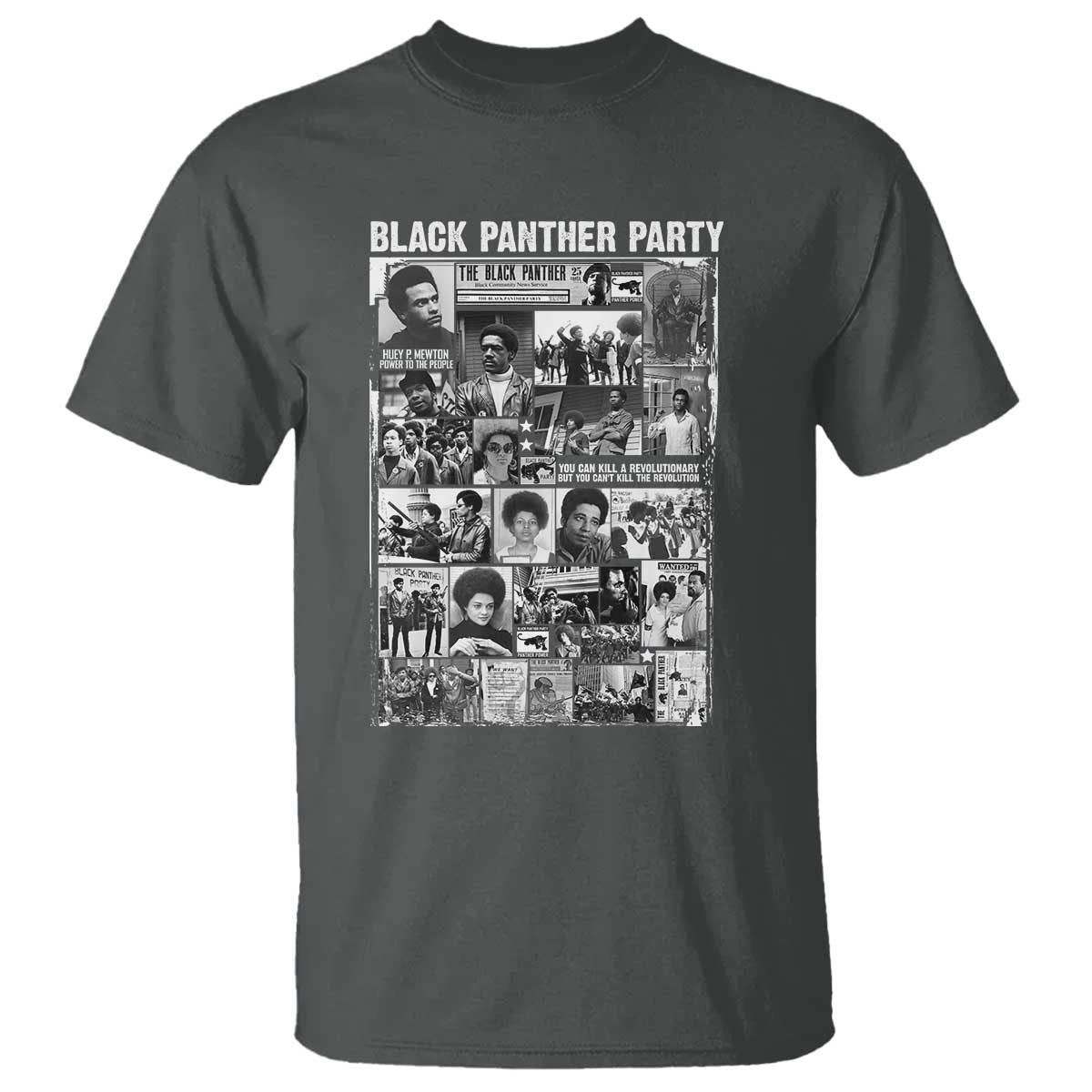 Black Panther Party Collage T Shirt Revolutionary Tribute to Huey P. Newton Movement Legacy - Wonder Print Shop