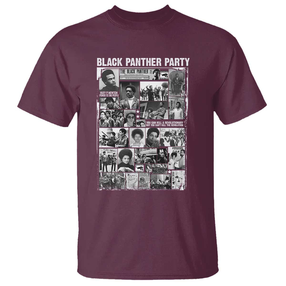 Black Panther Party Collage T Shirt Revolutionary Tribute to Huey P. Newton Movement Legacy - Wonder Print Shop