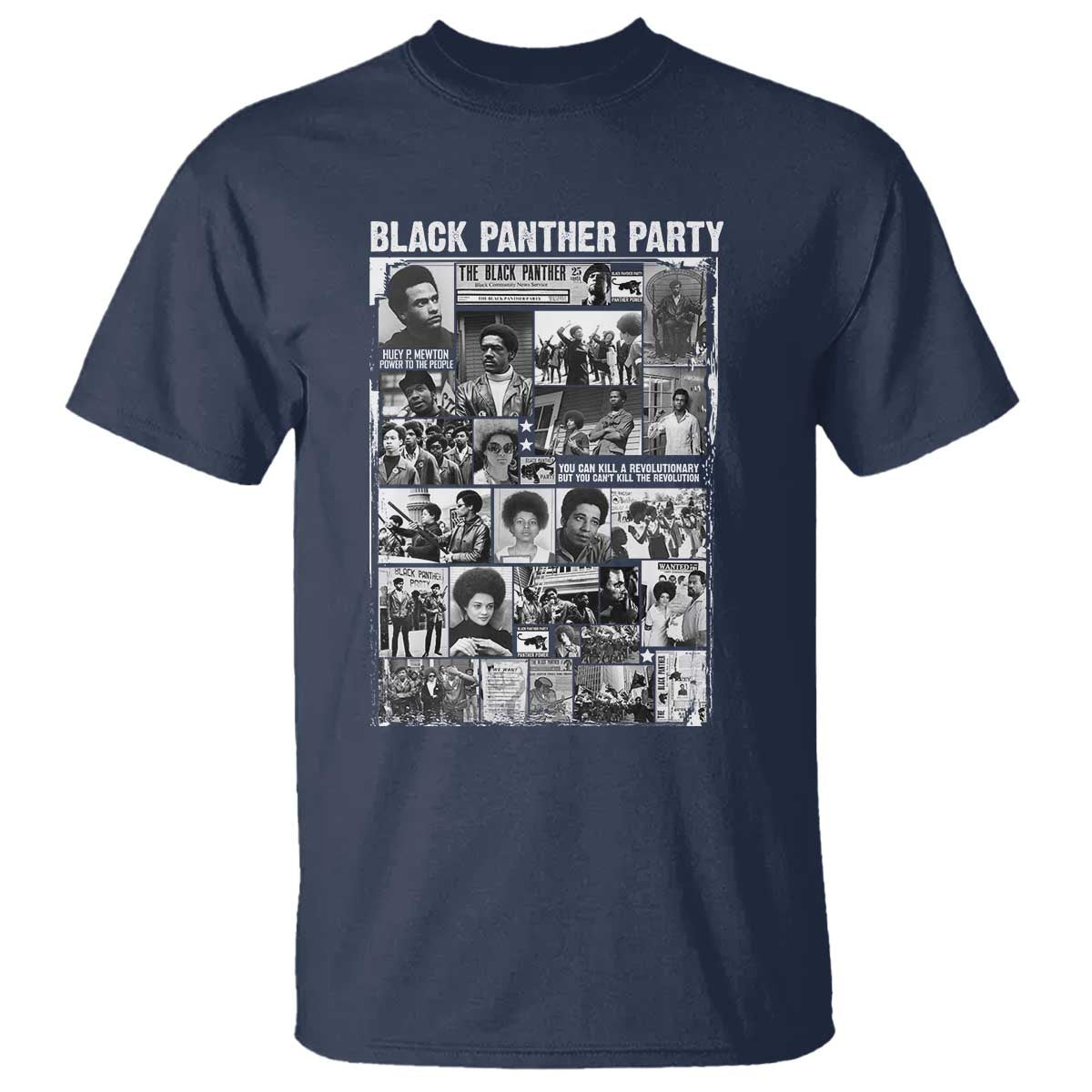 Black Panther Party Collage T Shirt Revolutionary Tribute to Huey P. Newton Movement Legacy - Wonder Print Shop