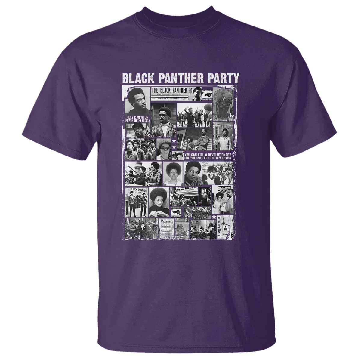 Black Panther Party Collage T Shirt Revolutionary Tribute to Huey P. Newton Movement Legacy - Wonder Print Shop