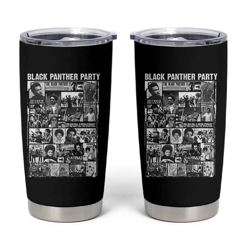Black Panther Party Collage Tumbler Cup Revolutionary Tribute to Huey P. Newton Movement Legacy - Wonder Print Shop