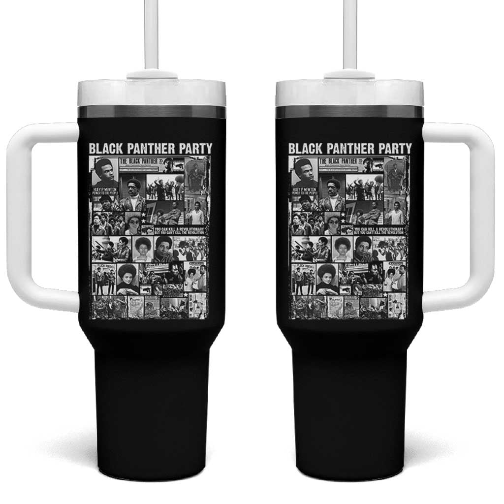 Black Panther Party Collage Tumbler With Handle Revolutionary Tribute to Huey P. Newton Movement Legacy - Wonder Print Shop