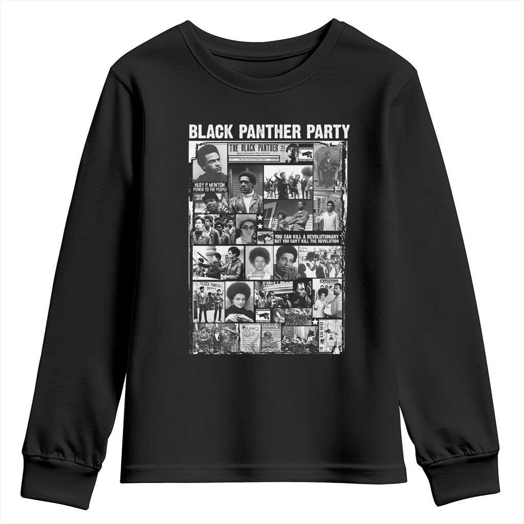 Black Panther Party Collage Youth Sweatshirt Revolutionary Tribute to Huey P. Newton Movement Legacy - Wonder Print Shop