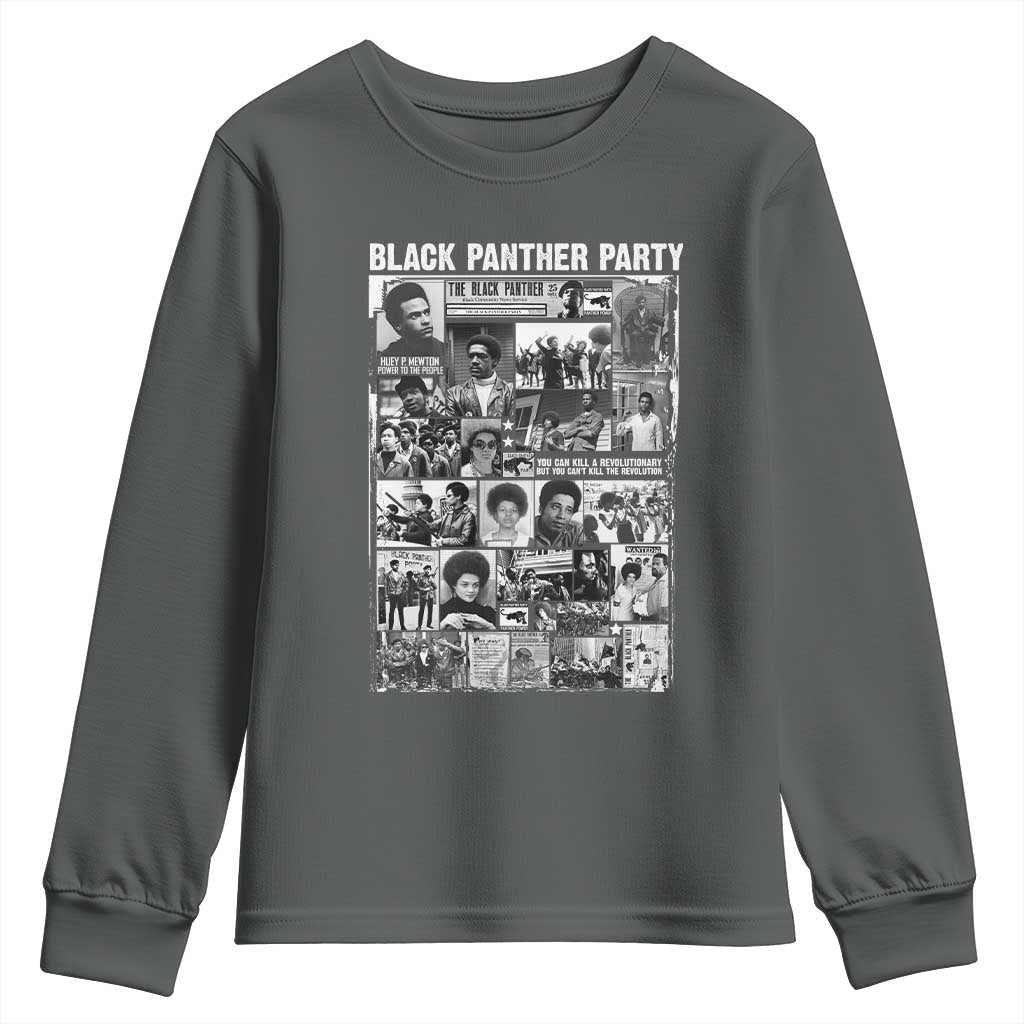 Black Panther Party Collage Youth Sweatshirt Revolutionary Tribute to Huey P. Newton Movement Legacy - Wonder Print Shop