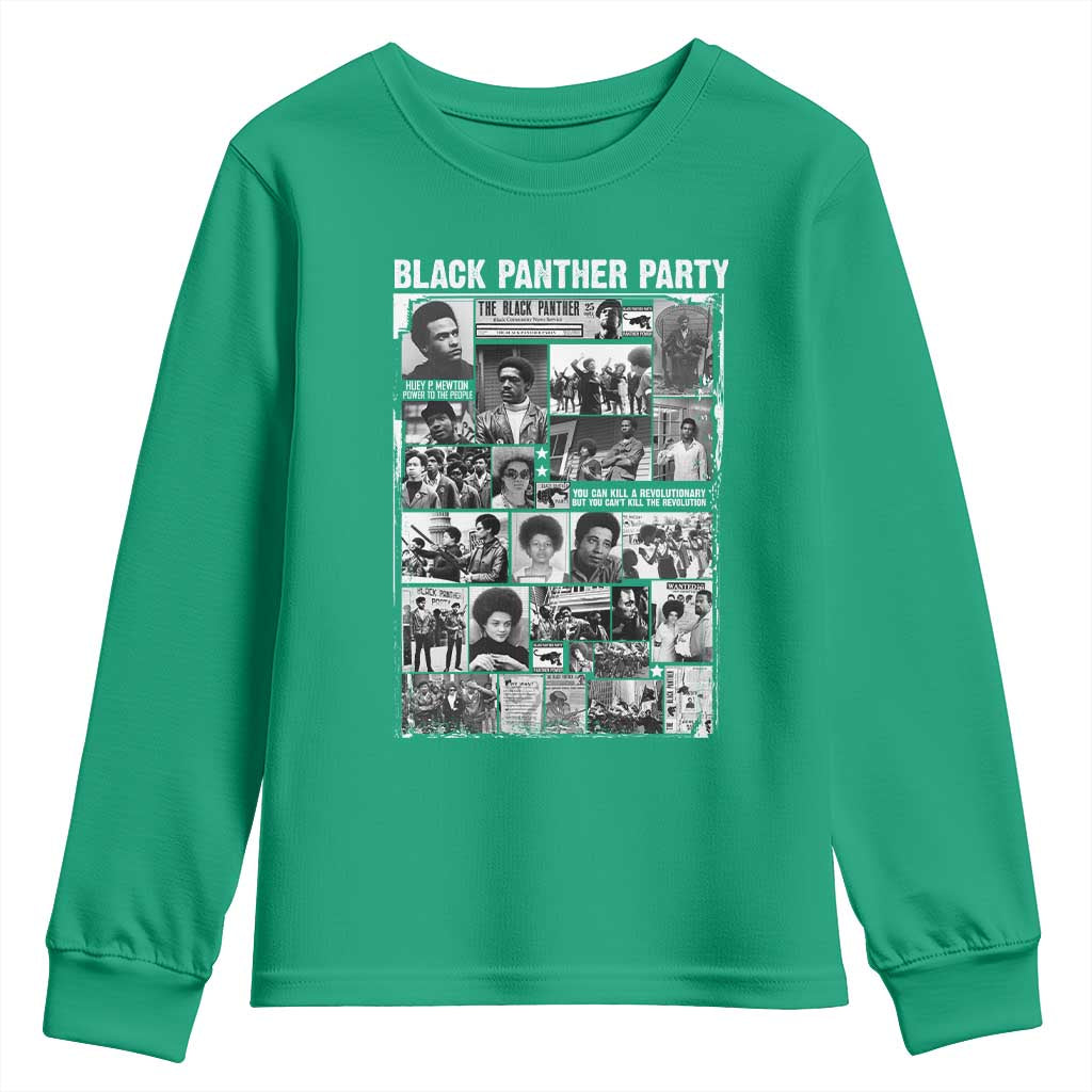 Black Panther Party Collage Youth Sweatshirt Revolutionary Tribute to Huey P. Newton Movement Legacy - Wonder Print Shop