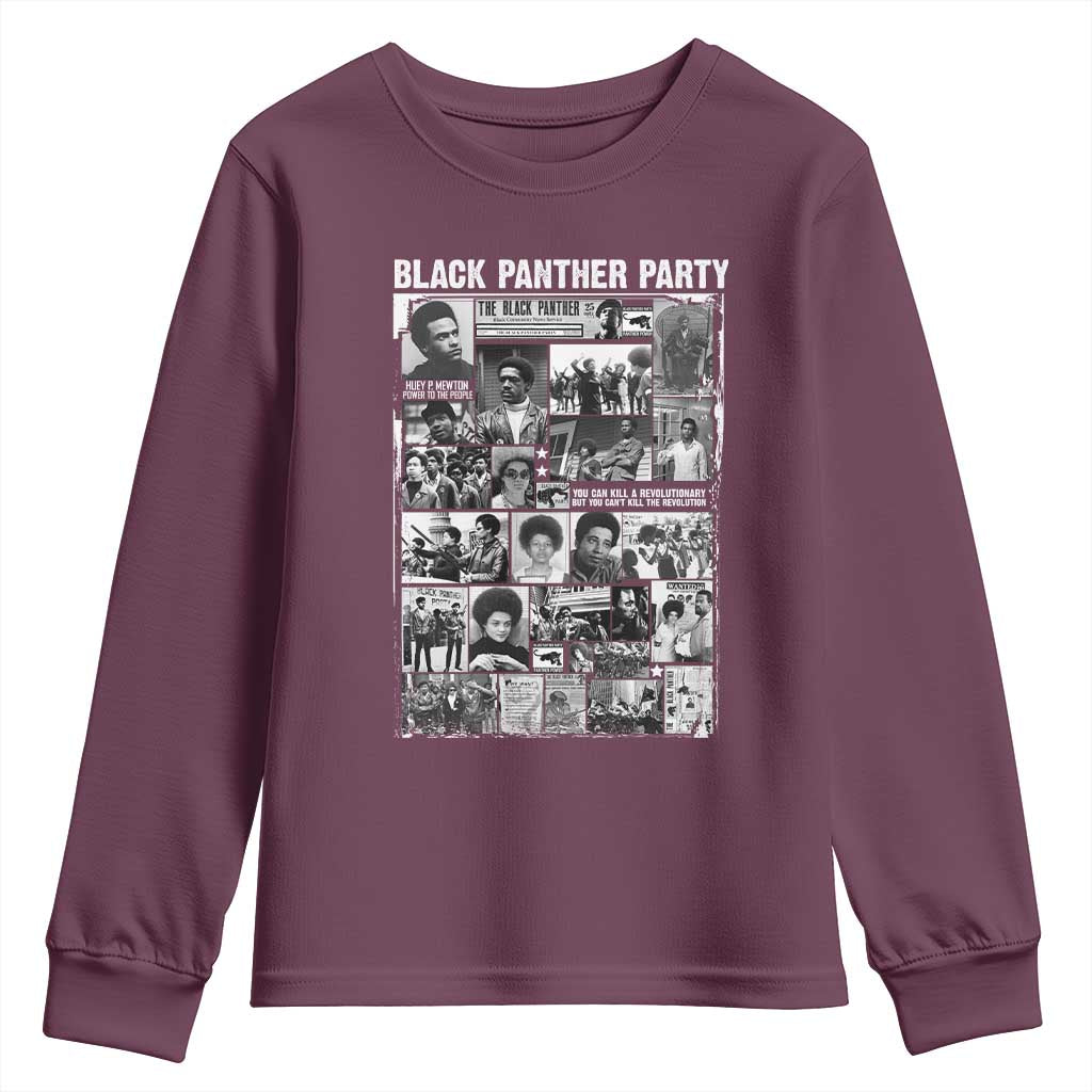 Black Panther Party Collage Youth Sweatshirt Revolutionary Tribute to Huey P. Newton Movement Legacy - Wonder Print Shop