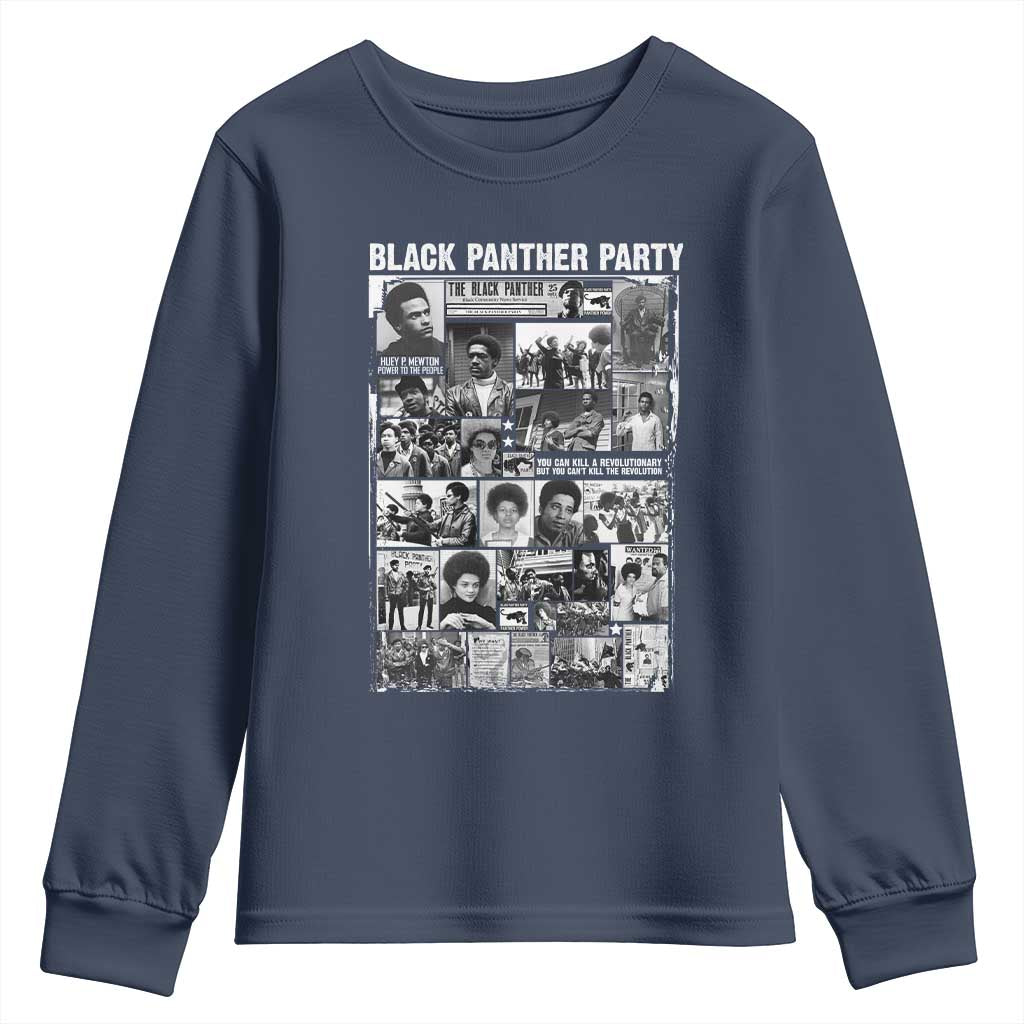 Black Panther Party Collage Youth Sweatshirt Revolutionary Tribute to Huey P. Newton Movement Legacy - Wonder Print Shop