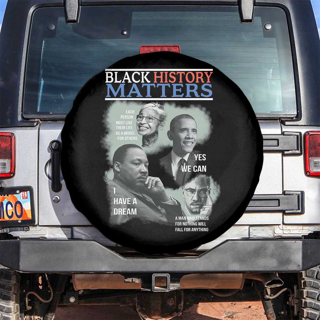 Black History Matters Spare Tire Cover MLK Malcolm X Obama Rosa Parks Inspirational Tribute - Wonder Print Shop