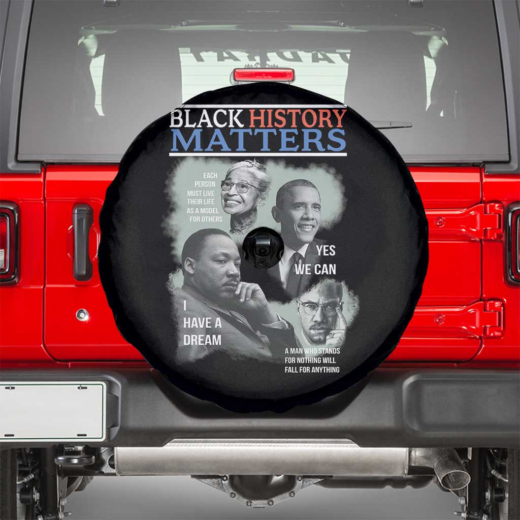 Black History Matters Spare Tire Cover MLK Malcolm X Obama Rosa Parks Inspirational Tribute - Wonder Print Shop