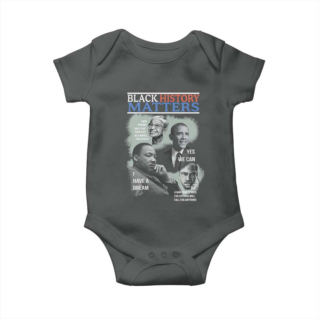 Black History Matters Baby Onesie MLK Malcolm X Obama Rosa Parks Inspirational Tribute - Wonder Print Shop