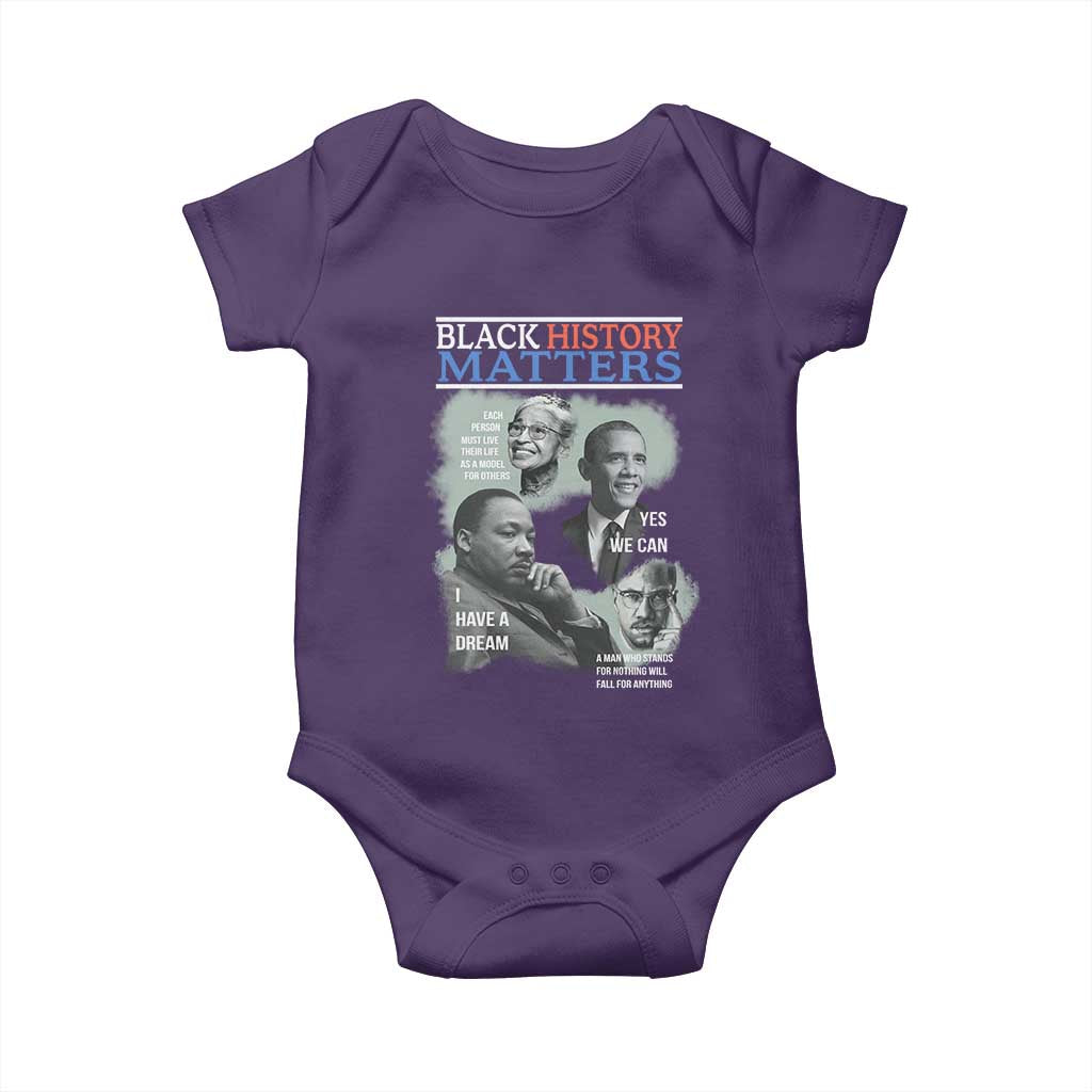 Black History Matters Baby Onesie MLK Malcolm X Obama Rosa Parks Inspirational Tribute - Wonder Print Shop