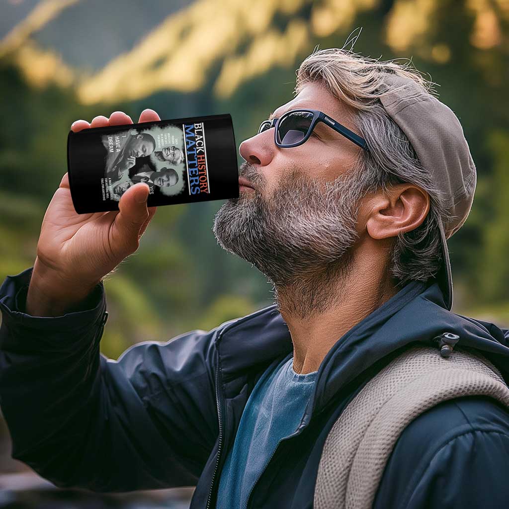 Black History Matters 4 in 1 Can Cooler Tumbler MLK Malcolm X Obama Rosa Parks Inspirational Tribute - Wonder Print Shop