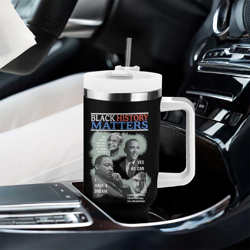 Black History Matters Tumbler With Handle MLK Malcolm X Obama Rosa Parks Inspirational Tribute - Wonder Print Shop