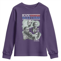 Black History Matters Youth Sweatshirt MLK Malcolm X Obama Rosa Parks Inspirational Tribute - Wonder Print Shop