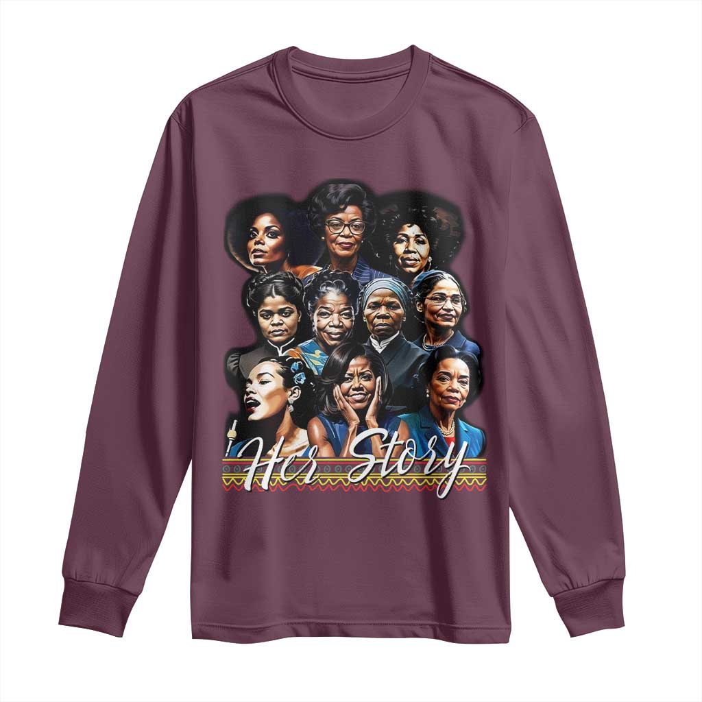 HerStory Tribute Long Sleeve Shirt Celebrating Legendary Black Women of History and Power - Wonder Print Shop
