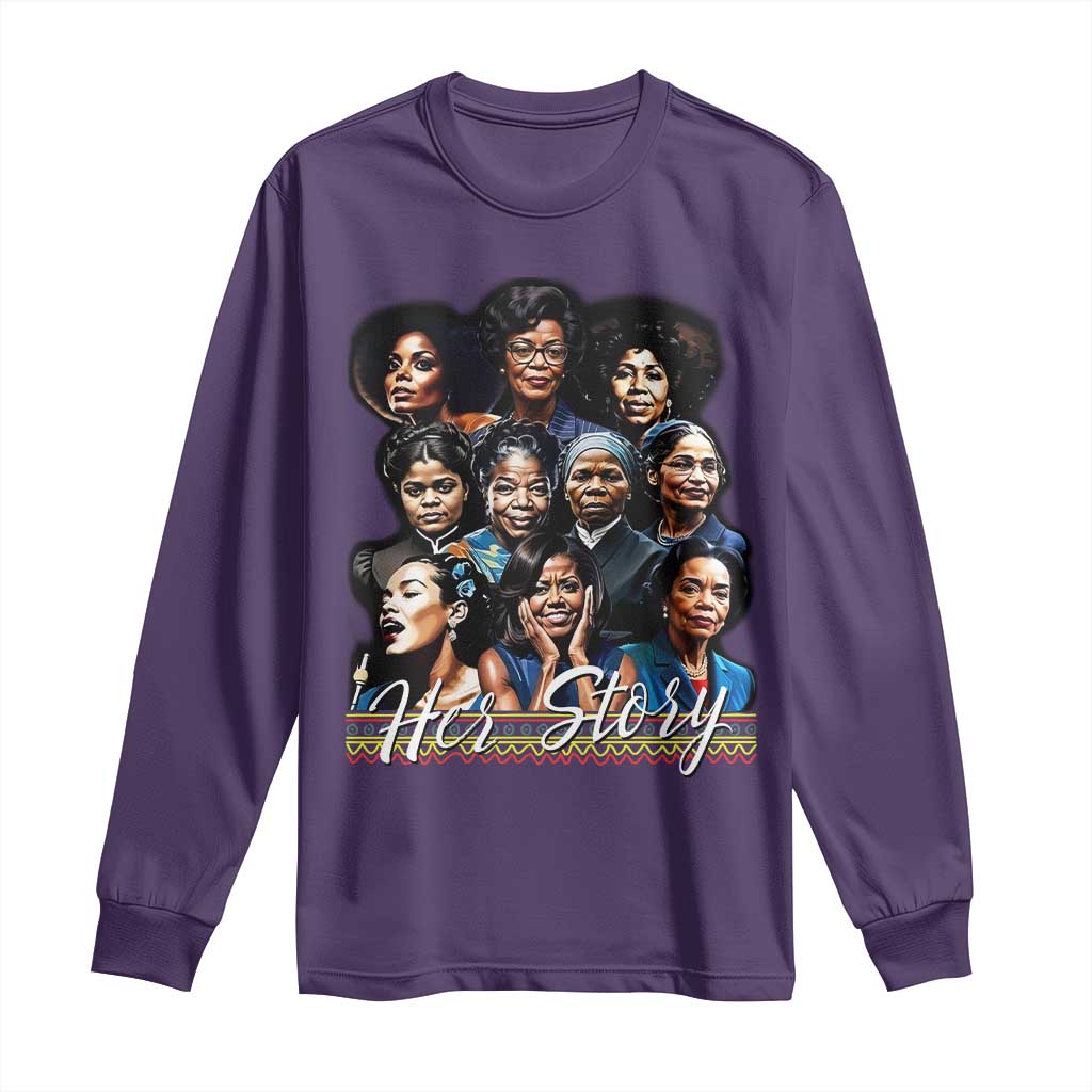HerStory Tribute Long Sleeve Shirt Celebrating Legendary Black Women of History and Power - Wonder Print Shop