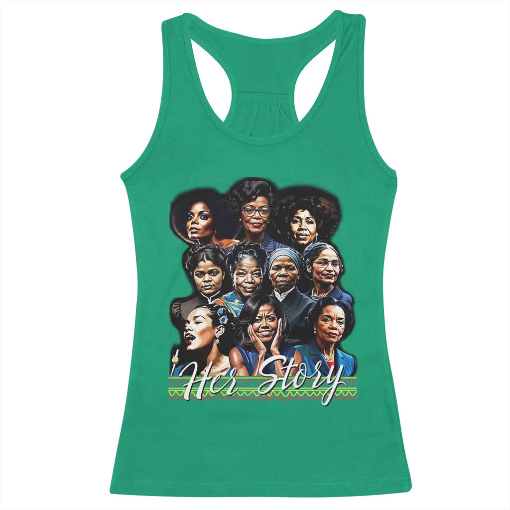 HerStory Tribute Racerback Tank Top Celebrating Legendary Black Women of History and Power - Wonder Print Shop