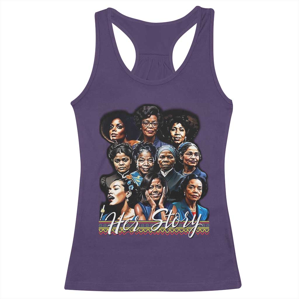 HerStory Tribute Racerback Tank Top Celebrating Legendary Black Women of History and Power - Wonder Print Shop