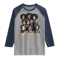 HerStory Tribute Raglan Shirt Celebrating Legendary Black Women of History and Power - Wonder Print Shop