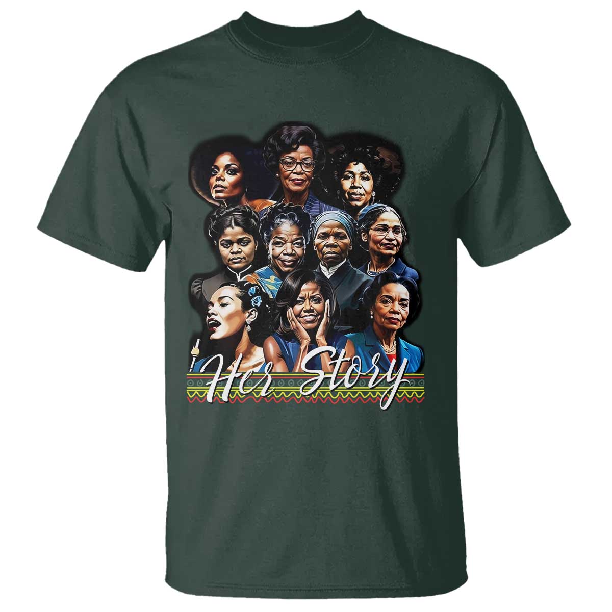 HerStory Tribute T Shirt Celebrating Legendary Black Women of History and Power - Wonder Print Shop