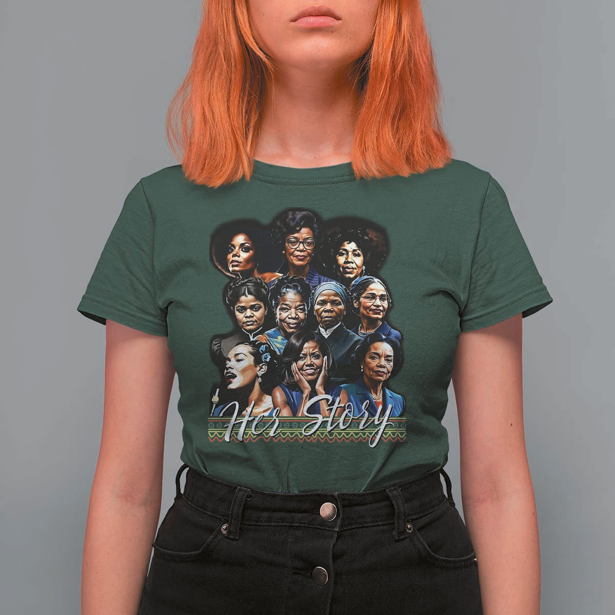 HerStory Tribute T Shirt For Women Celebrating Legendary Black Women of History and Power - Wonder Print Shop