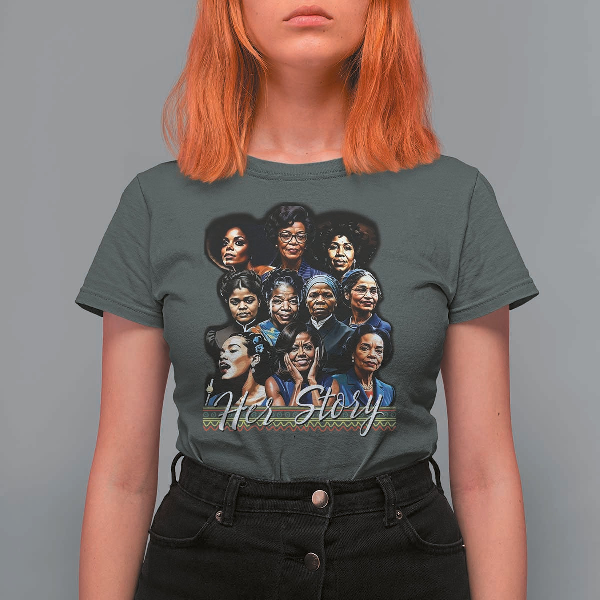 HerStory Tribute T Shirt For Women Celebrating Legendary Black Women of History and Power - Wonder Print Shop
