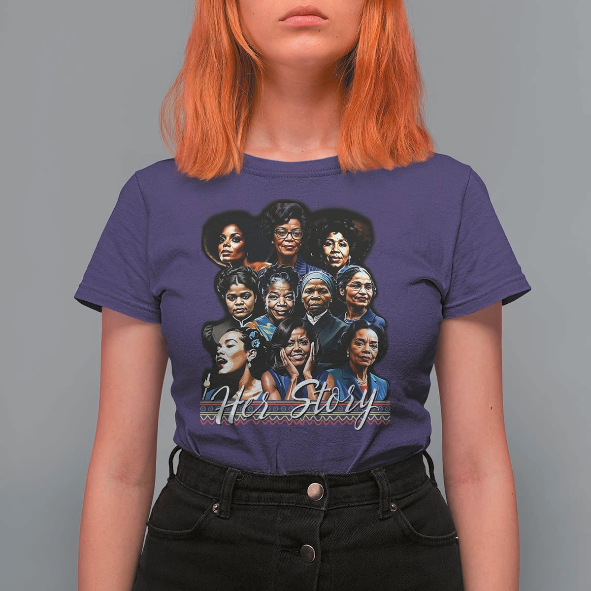 HerStory Tribute T Shirt For Women Celebrating Legendary Black Women of History and Power - Wonder Print Shop