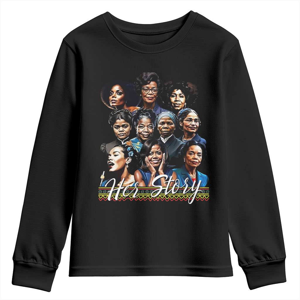 HerStory Tribute Youth Sweatshirt Celebrating Legendary Black Women of History and Power - Wonder Print Shop