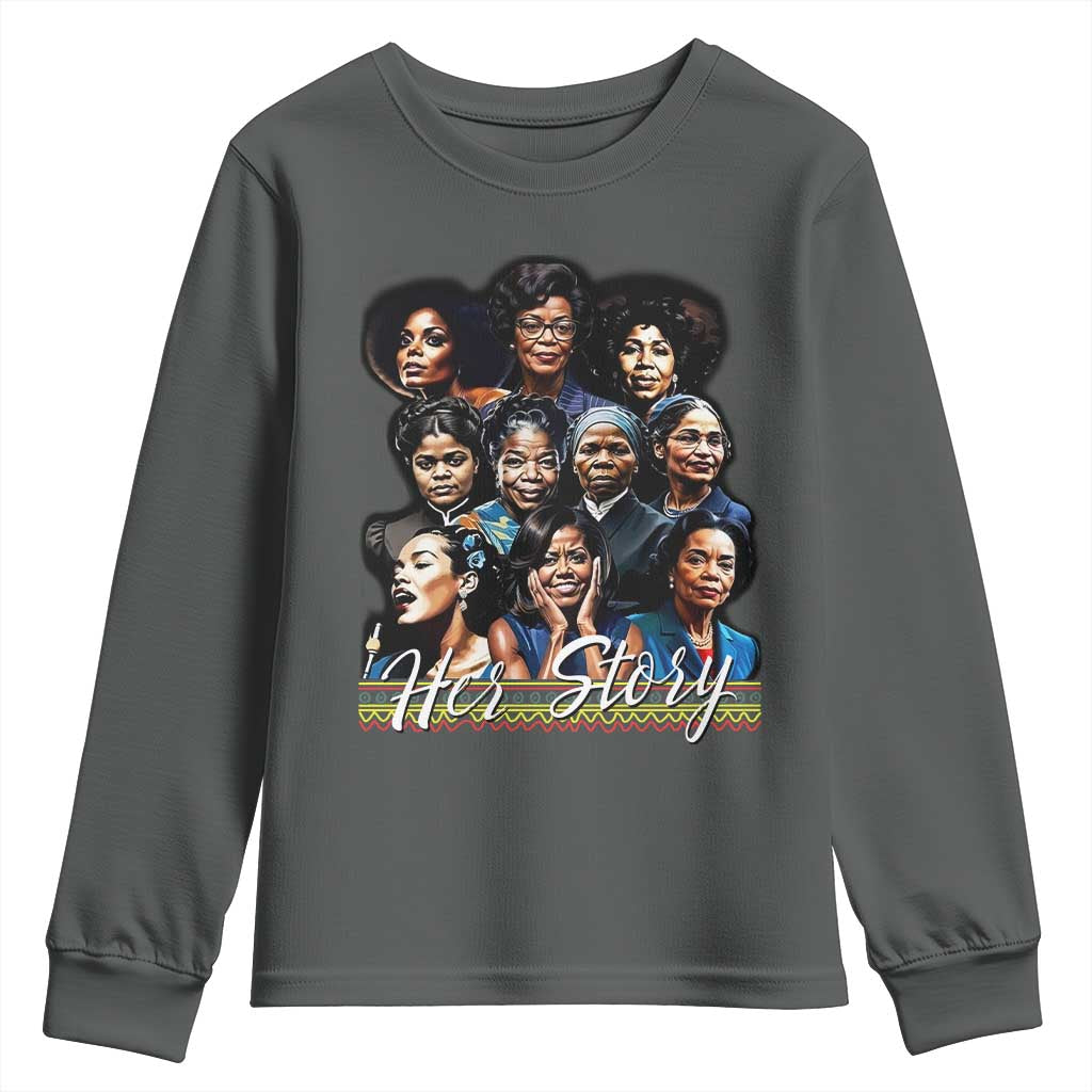 HerStory Tribute Youth Sweatshirt Celebrating Legendary Black Women of History and Power - Wonder Print Shop