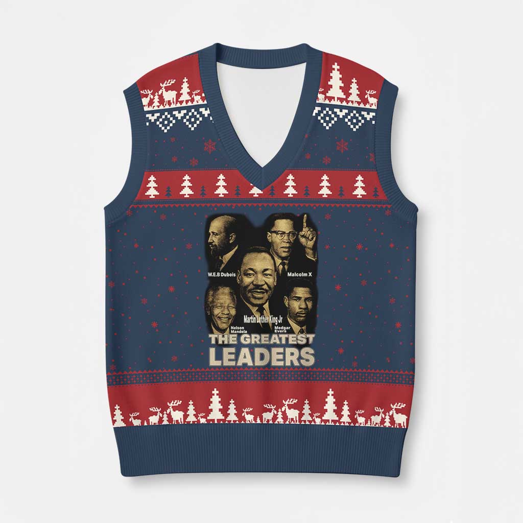 The Greatest Black Leaders Tribute V-Neck Knit Sweater Vest Civil Rights Icons Legacy - Wonder Print Shop