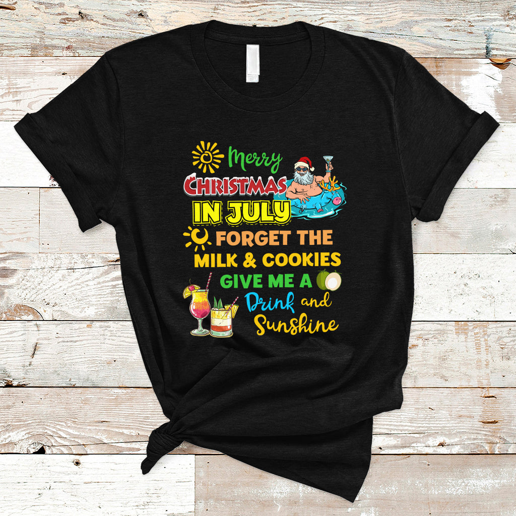Christmas in July T Shirt Merry Christmas In July Santa Summer Vacation Beach Party - Wonder Print Shop