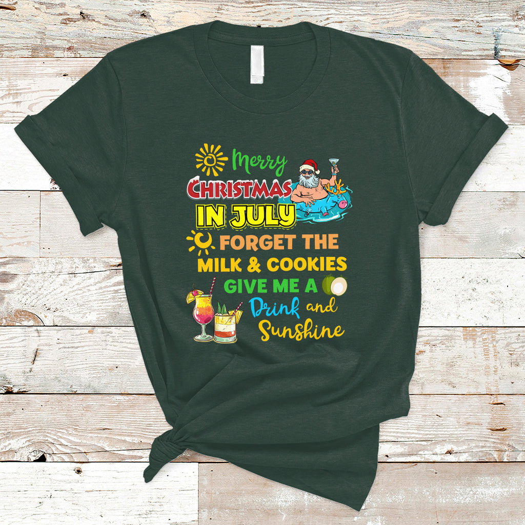 Christmas in July T Shirt Merry Christmas In July Santa Summer Vacation Beach Party - Wonder Print Shop