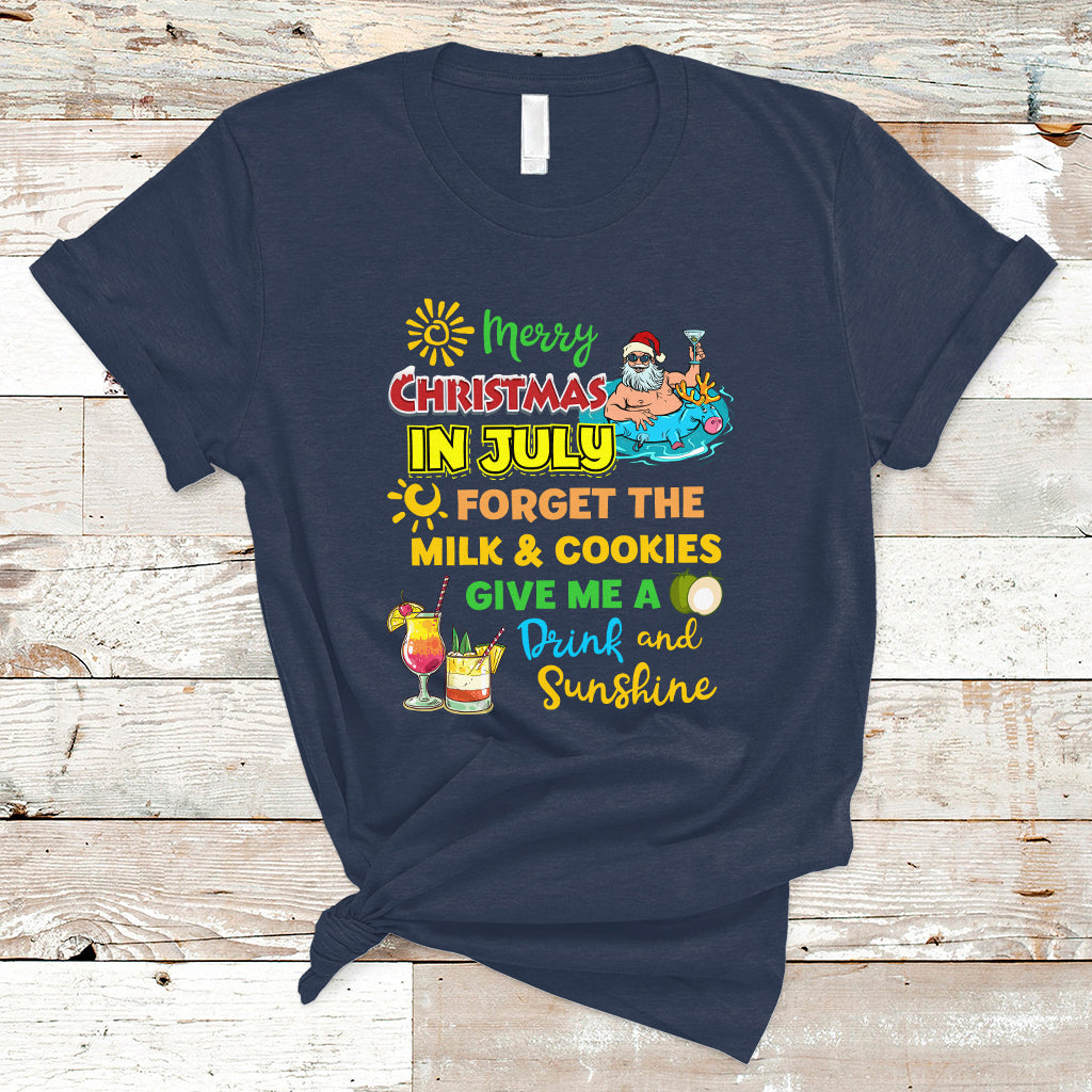 Christmas in July T Shirt Merry Christmas In July Santa Summer Vacation Beach Party - Wonder Print Shop