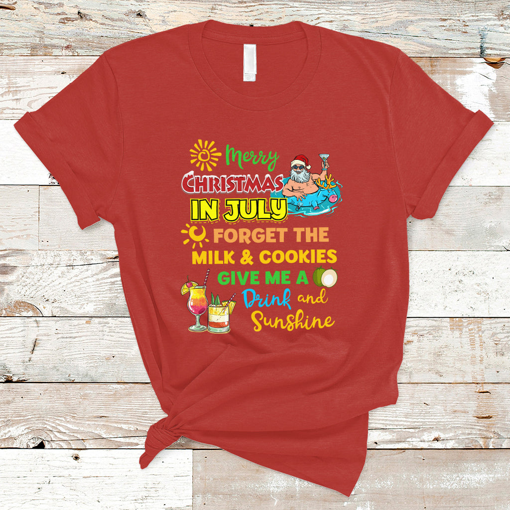 Christmas in July T Shirt Merry Christmas In July Santa Summer Vacation Beach Party - Wonder Print Shop