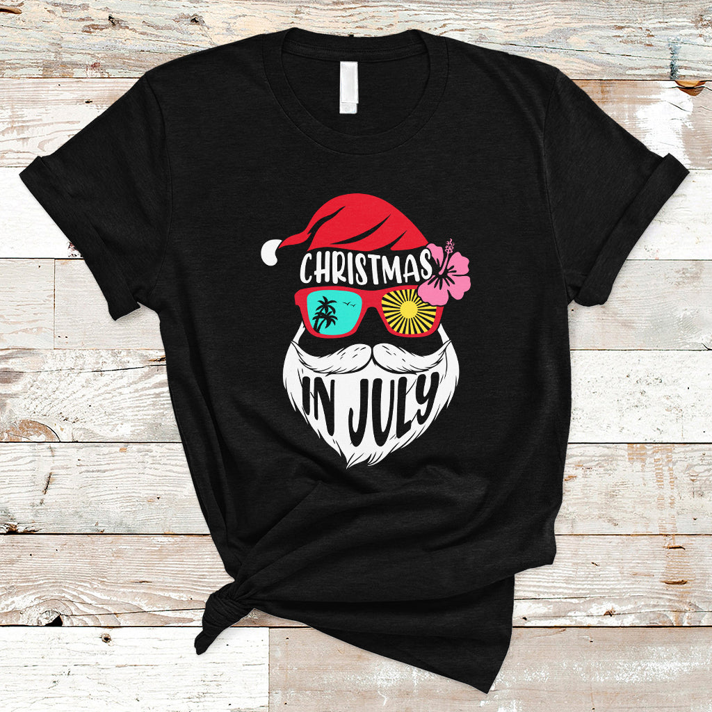 Christmas in July T Shirt Funny Santa Christmas In July Beach Summer Vacation - Wonder Print Shop