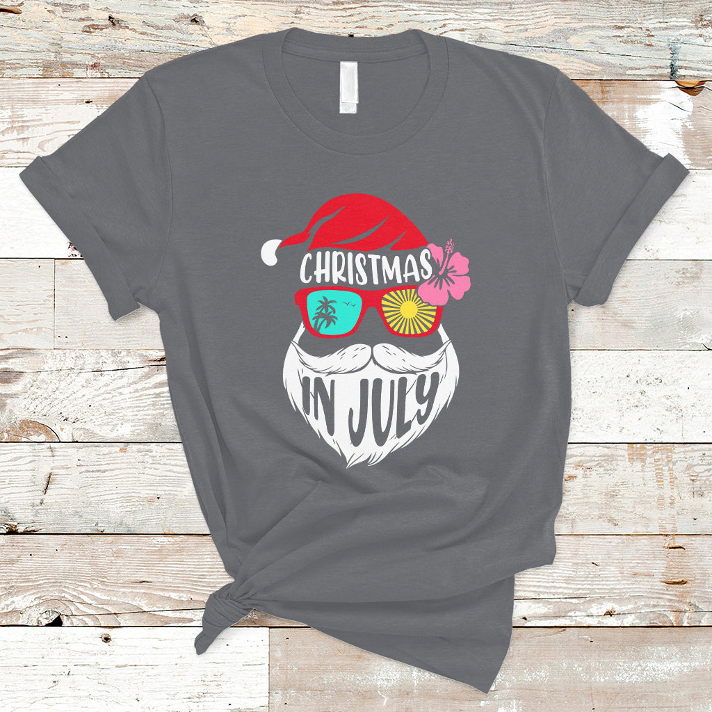 Christmas in July T Shirt Funny Santa Christmas In July Beach Summer Vacation - Wonder Print Shop