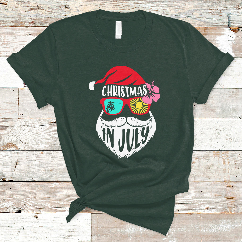 Christmas in July T Shirt Funny Santa Christmas In July Beach Summer Vacation - Wonder Print Shop