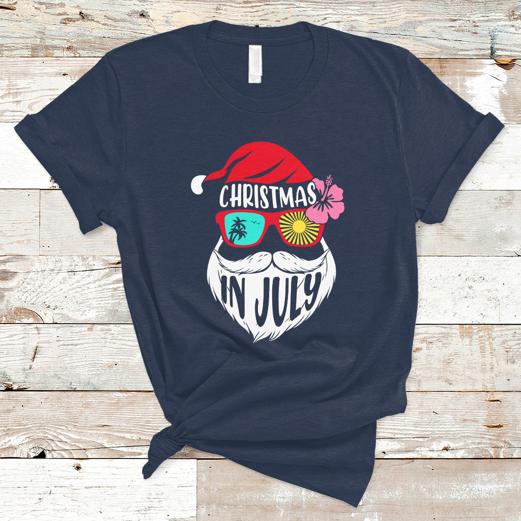 Christmas in July T Shirt Funny Santa Christmas In July Beach Summer Vacation - Wonder Print Shop