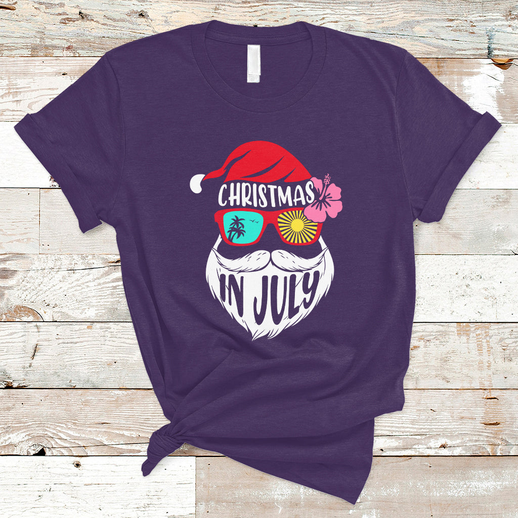 Christmas in July T Shirt Funny Santa Christmas In July Beach Summer Vacation - Wonder Print Shop