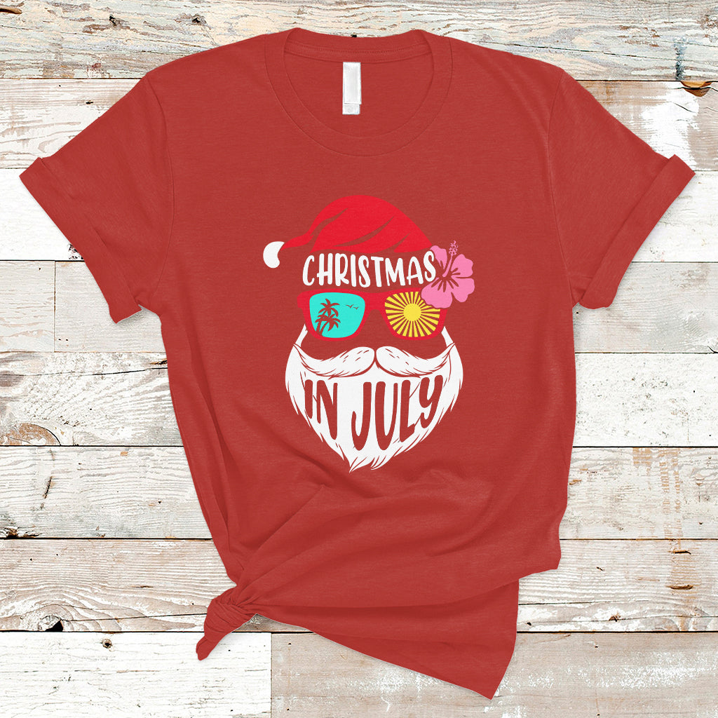Christmas in July T Shirt Funny Santa Christmas In July Beach Summer Vacation - Wonder Print Shop