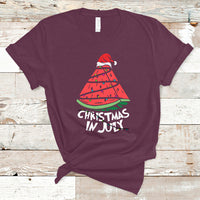 Christmas in July T Shirt Christmas In July Watermelon Xmas Tree Summer Beach Vacation - Wonder Print Shop