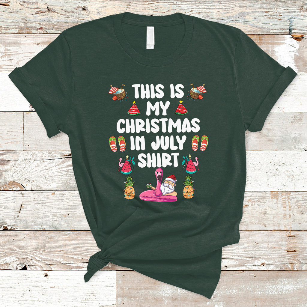 Christmas in July T Shirt This Is My Christmas In July Shirt Xmas Santa Summer Beach - Wonder Print Shop