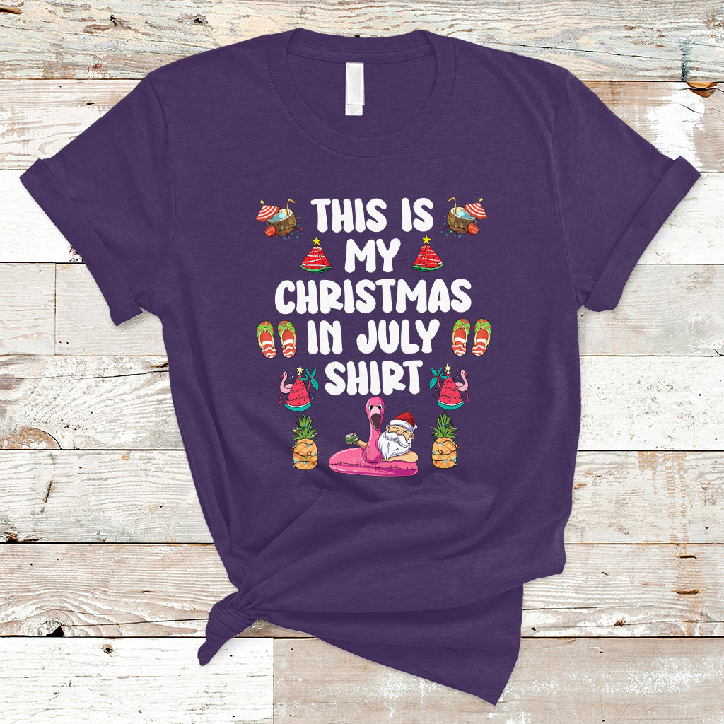 Christmas in July T Shirt This Is My Christmas In July Shirt Xmas Santa Summer Beach - Wonder Print Shop