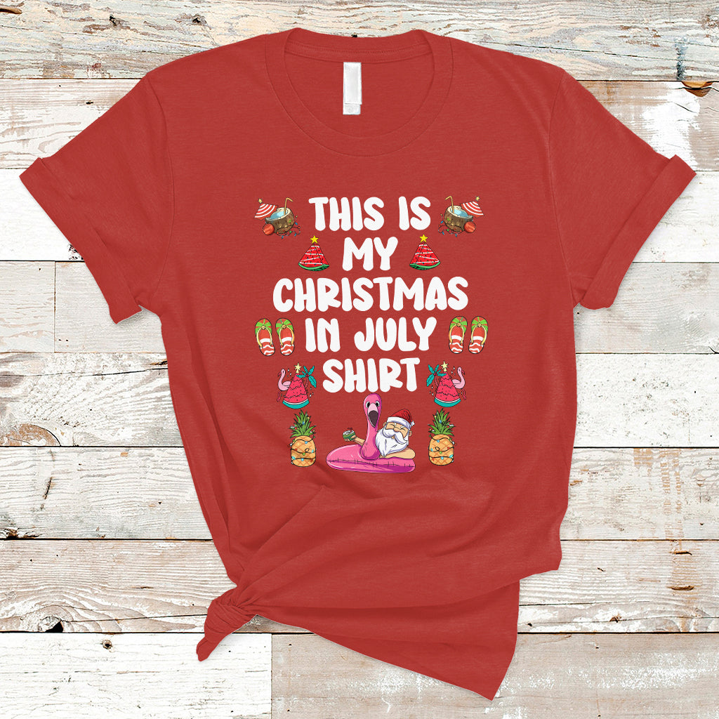 Christmas in July T Shirt This Is My Christmas In July Shirt Xmas Santa Summer Beach - Wonder Print Shop